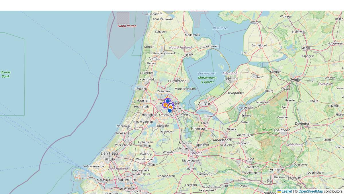 Map of the 11 Edit by Chase Travel hotels in Netherlands, each pin colored by nightly price tier